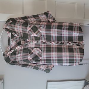 button down plaid blouse